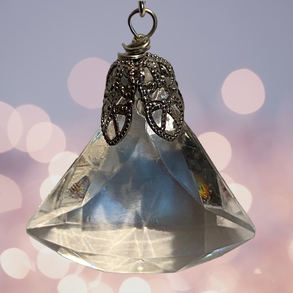 Hand Crafted Earrings Chandelier Clear Acrylic Diamond Dangle Long Pierced - Picture 2 of 7